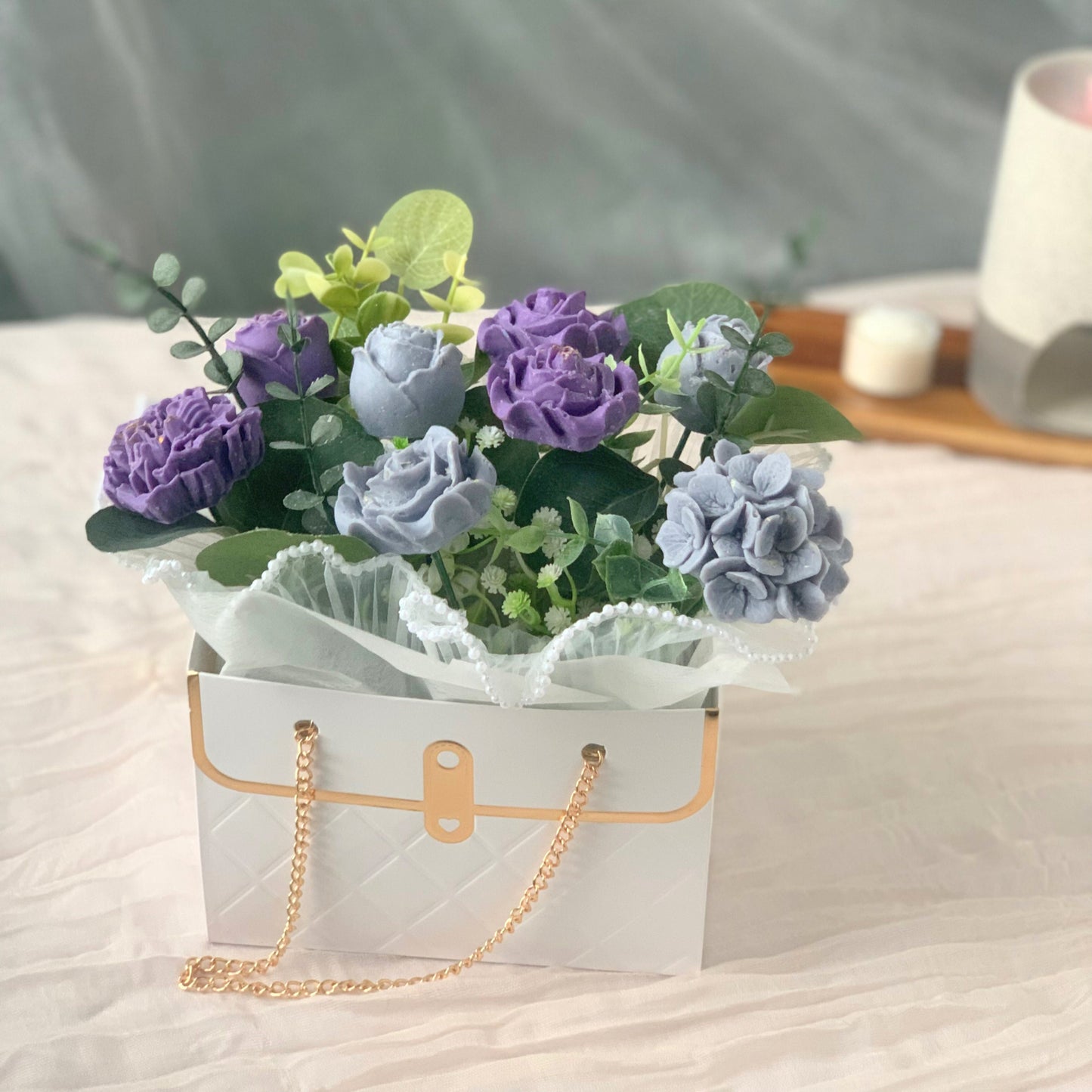Luxury Wax Melts Flower Bouquet In The Box Happy Birthday Gift For Auntie Present For Her Romantic Gift Ideas Fake Flower Arrangement Gifts