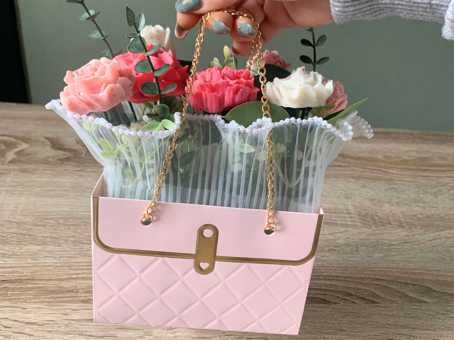 Luxury Pink Wax Melts Flower Bouquet In The Box